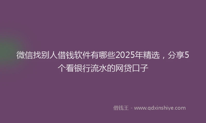 微信找别人借钱软件有哪些2025年精选，分享5个看银行流水的网贷口子