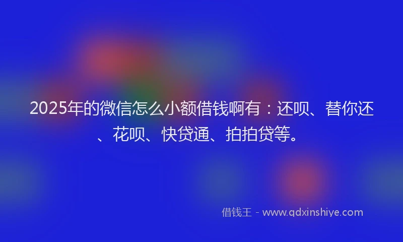 2025年的微信怎么小额借钱啊有：还呗、替你还、花呗、快贷通、拍拍贷等。