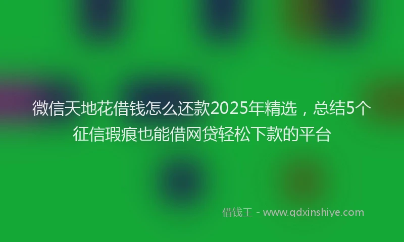 微信天地花借钱怎么还款2025年精选，总结5个征信瑕疵也能借网贷轻松下款的平台