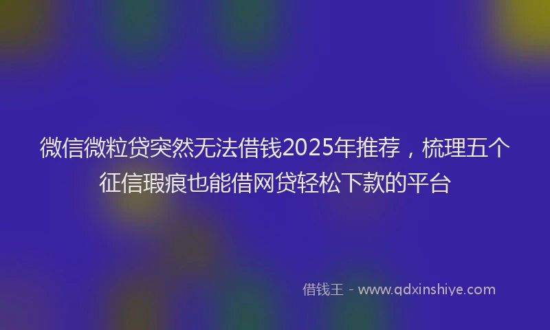 微信微粒贷突然无法借钱2025年推荐，梳理五个征信瑕疵也能借网贷轻松下款的平台