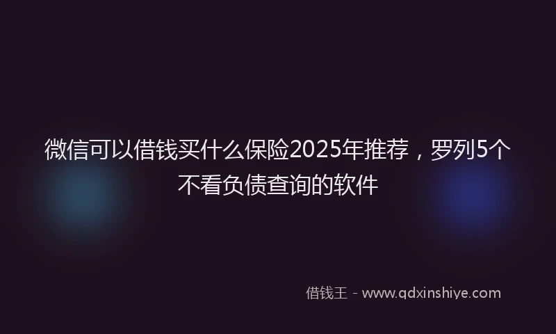 微信可以借钱买什么保险2025年推荐，罗列5个不看负债查询的软件