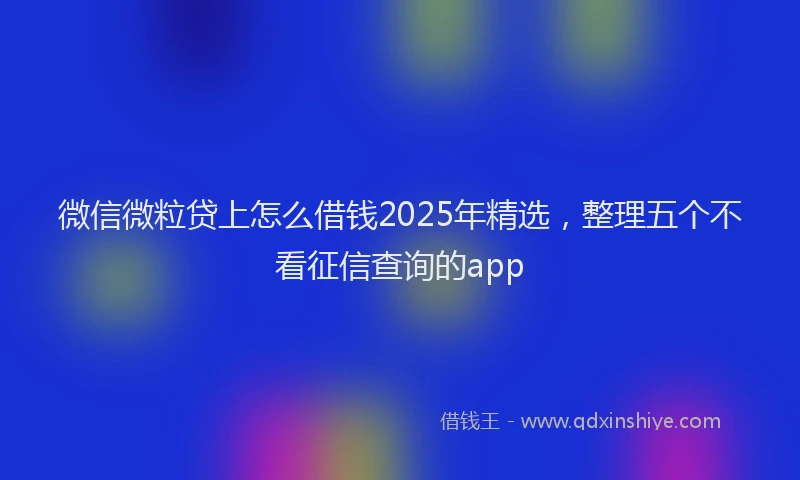 微信微粒贷上怎么借钱2025年精选，整理五个不看征信查询的app
