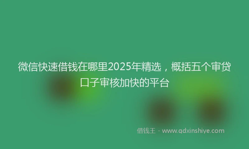 微信快速借钱在哪里2025年精选，概括五个审贷口子审核加快的平台