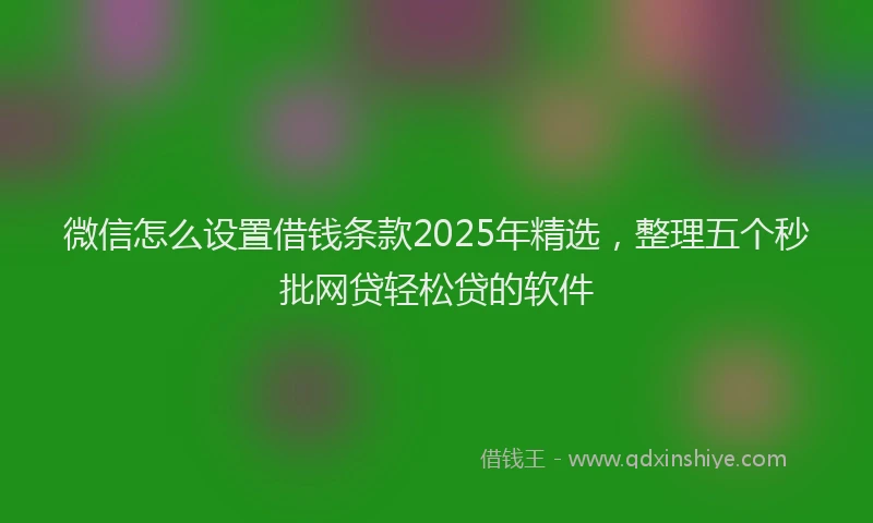 微信怎么设置借钱条款2025年精选，整理五个秒批网贷轻松贷的软件