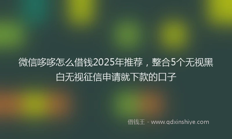 微信哆哆怎么借钱2025年推荐，整合5个无视黑白无视征信申请就下款的口子