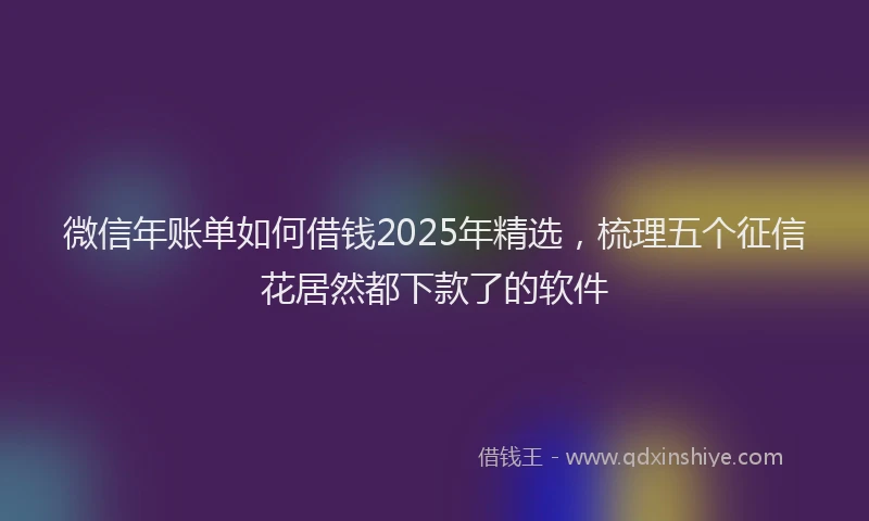 微信年账单如何借钱2025年精选，梳理五个征信花居然都下款了的软件