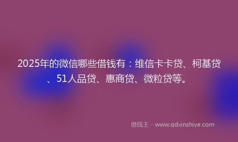 2025年的微信哪些借钱有：维信卡卡贷、柯基贷、51人品贷、惠商贷、微粒贷等。