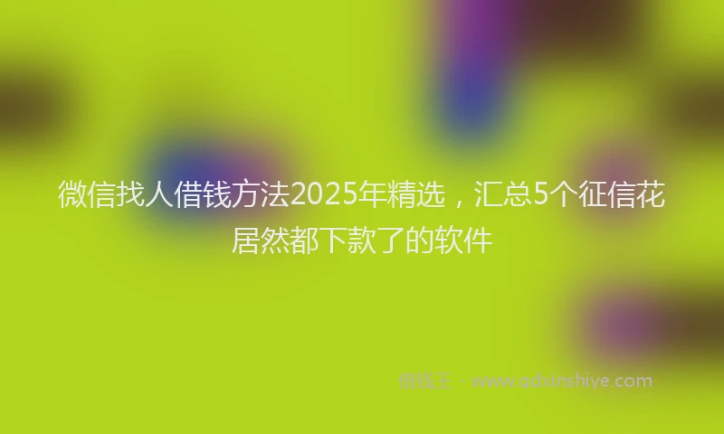 微信找人借钱方法2025年精选，汇总5个征信花居然都下款了的软件
