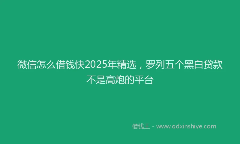 微信怎么借钱快2025年精选，罗列五个黑白贷款不是高炮的平台