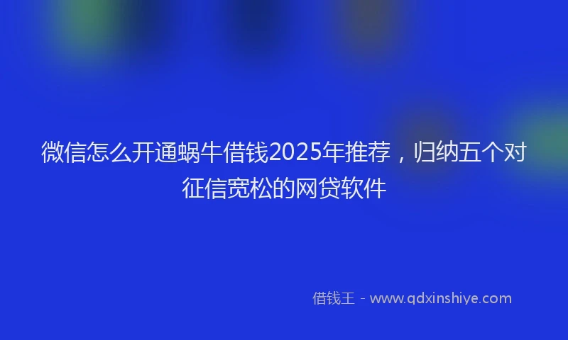 微信怎么开通蜗牛借钱2025年推荐，归纳五个对征信宽松的网贷软件