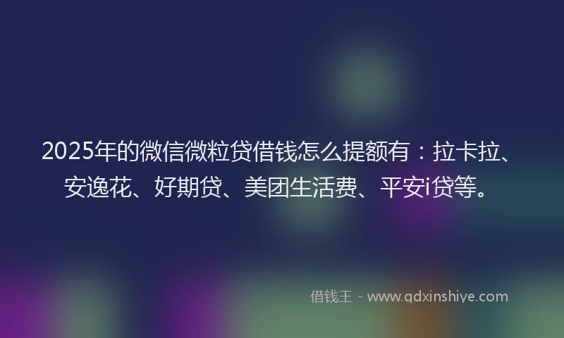 2025年的微信微粒贷借钱怎么提额有：拉卡拉、安逸花、好期贷、美团生活费、平安i贷等。
