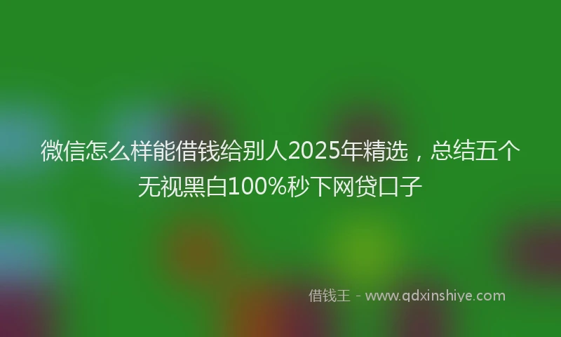 微信怎么样能借钱给别人2025年精选，总结五个无视黑白100%秒下网贷口子