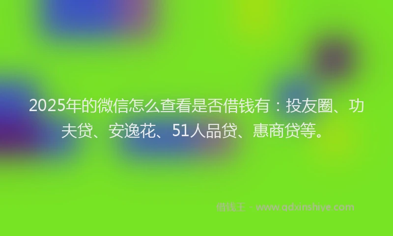 2025年的微信怎么查看是否借钱有：投友圈、功夫贷、安逸花、51人品贷、惠商贷等。