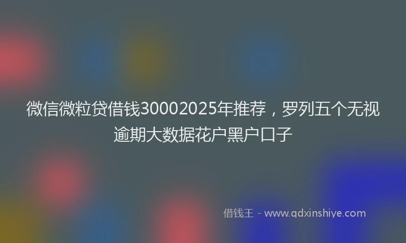 微信微粒贷借钱30002025年推荐，罗列五个无视逾期大数据花户黑户口子
