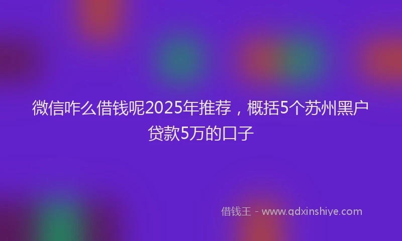 微信咋么借钱呢2025年推荐，概括5个苏州黑户贷款5万的口子