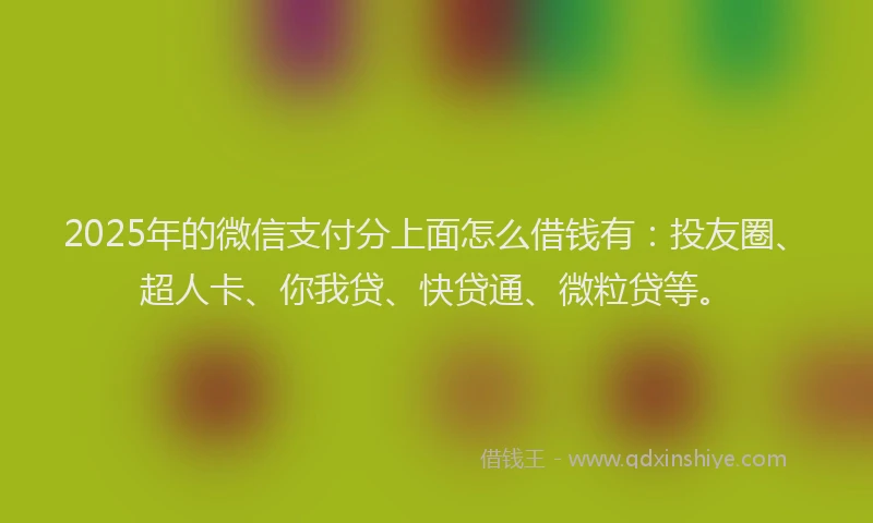 2025年的微信支付分上面怎么借钱有：投友圈、超人卡、你我贷、快贷通、微粒贷等。