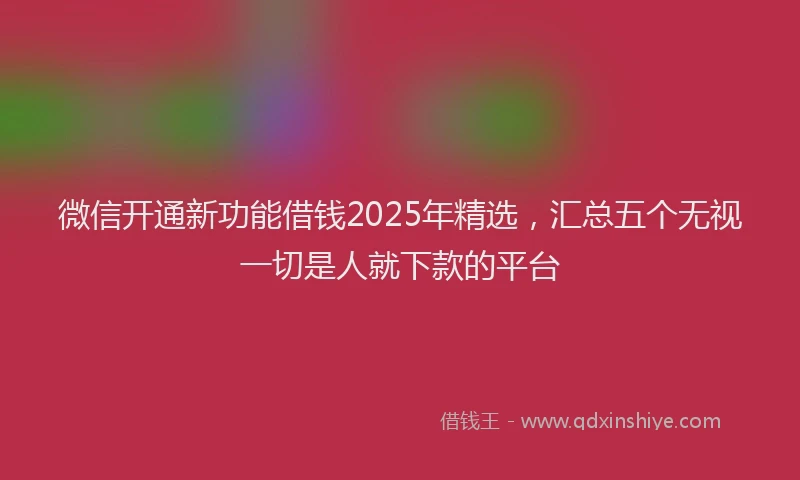 微信开通新功能借钱2025年精选，汇总五个无视一切是人就下款的平台