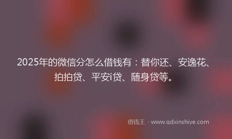 2025年的微信分怎么借钱有：替你还、安逸花、拍拍贷、平安i贷、随身贷等。