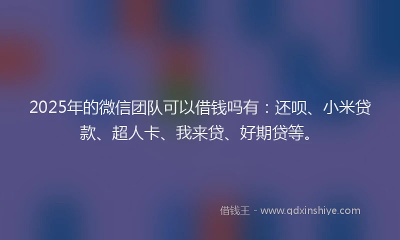 2025年的微信团队可以借钱吗有：还呗、小米贷款、超人卡、我来贷、好期贷等。