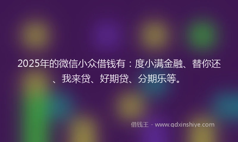 2025年的微信小众借钱有：度小满金融、替你还、我来贷、好期贷、分期乐等。