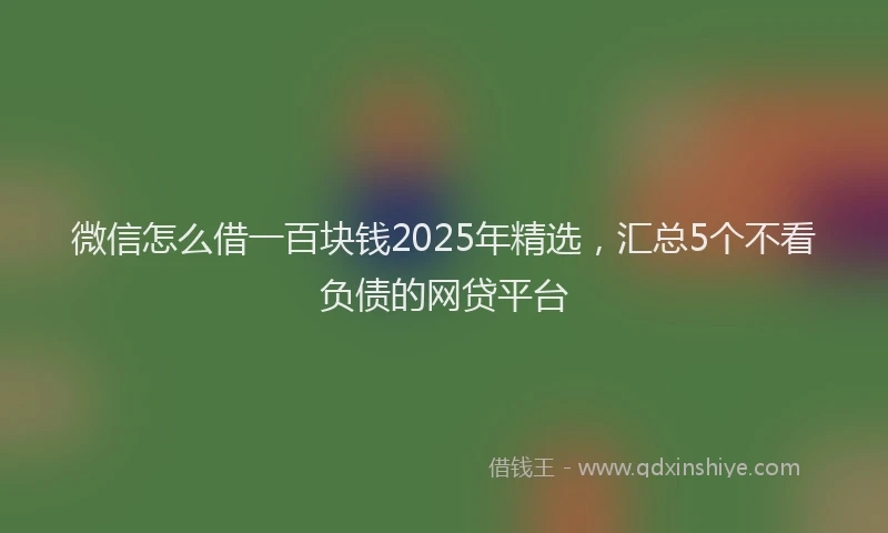 微信怎么借一百块钱2025年精选，汇总5个不看负债的网贷平台