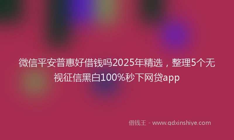 微信平安普惠好借钱吗2025年精选，整理5个无视征信黑白100%秒下网贷app
