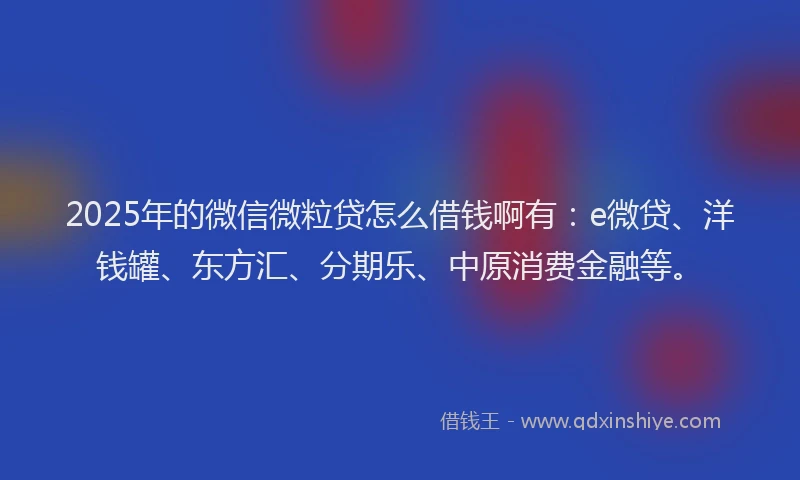 2025年的微信微粒贷怎么借钱啊有：e微贷、洋钱罐、东方汇、分期乐、中原消费金融等。