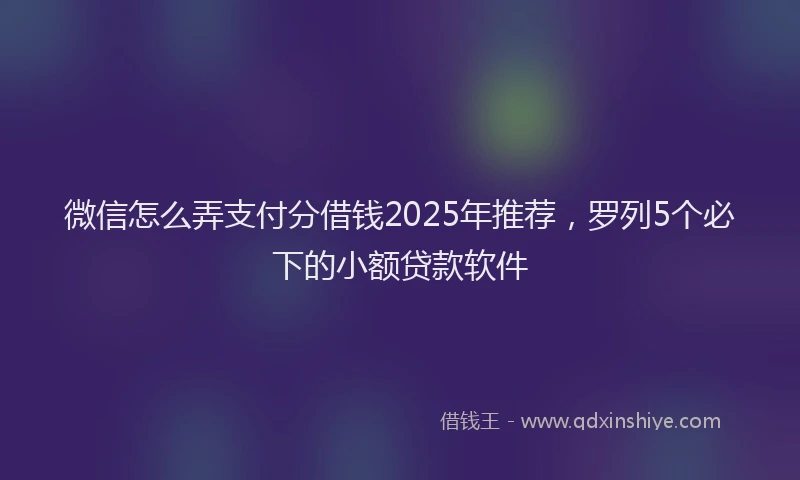 微信怎么弄支付分借钱2025年推荐，罗列5个必下的小额贷款软件