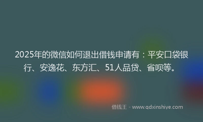 2025年的微信如何退出借钱申请有：平安口袋银行、安逸花、东方汇、51人品贷、省呗等。