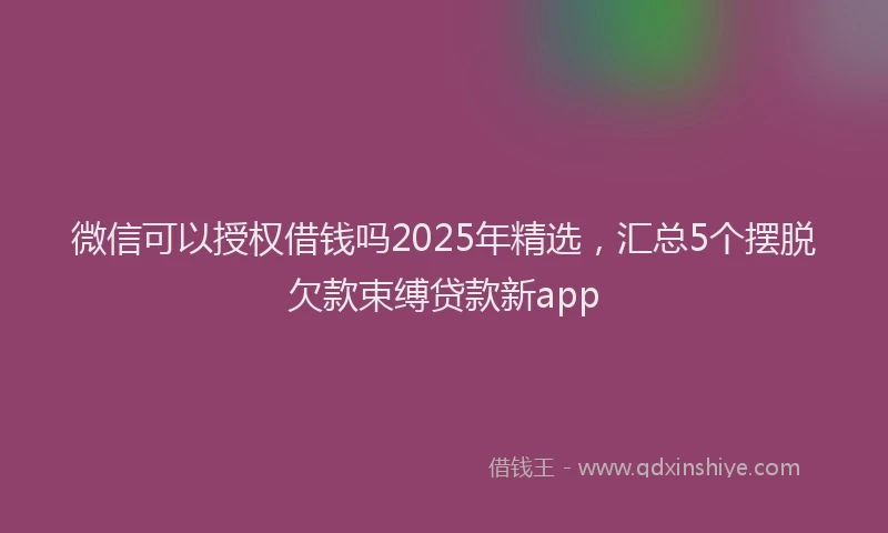 微信可以授权借钱吗2025年精选，汇总5个摆脱欠款束缚贷款新app