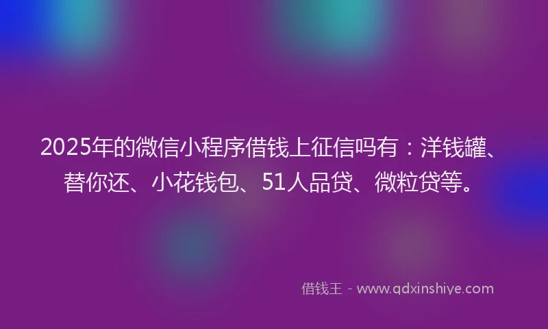 2025年的微信小程序借钱上征信吗有：洋钱罐、替你还、小花钱包、51人品贷、微粒贷等。