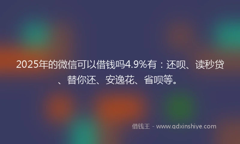 2025年的微信可以借钱吗4.9%有：还呗、读秒贷、替你还、安逸花、省呗等。