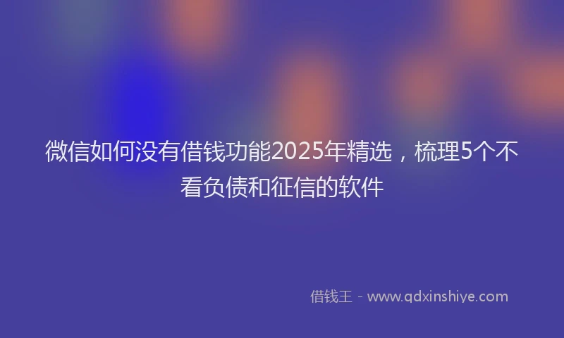 微信如何没有借钱功能2025年精选，梳理5个不看负债和征信的软件