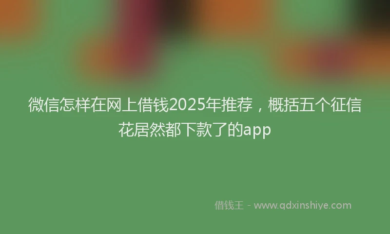 微信怎样在网上借钱2025年推荐，概括五个征信花居然都下款了的app
