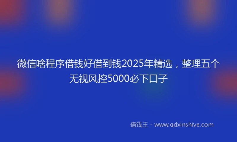 微信啥程序借钱好借到钱2025年精选，整理五个无视风控5000必下口子
