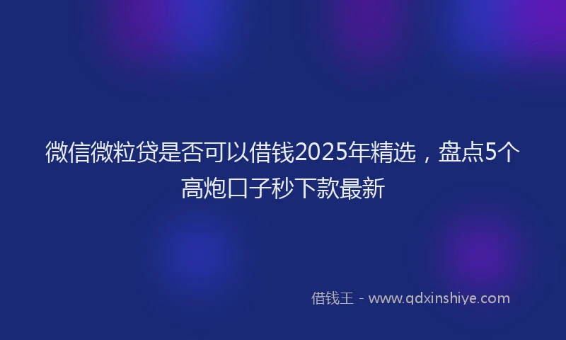 微信微粒贷是否可以借钱2025年精选，盘点5个高炮口子秒下款最新