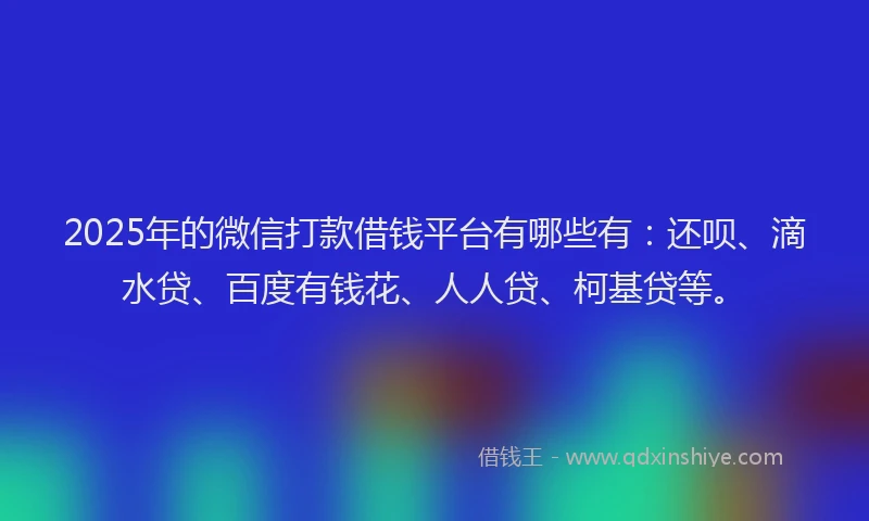 2025年的微信打款借钱平台有哪些有：还呗、滴水贷、百度有钱花、人人贷、柯基贷等。