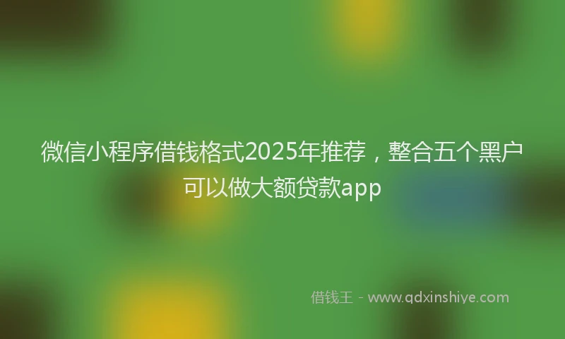 微信小程序借钱格式2025年推荐，整合五个黑户可以做大额贷款app