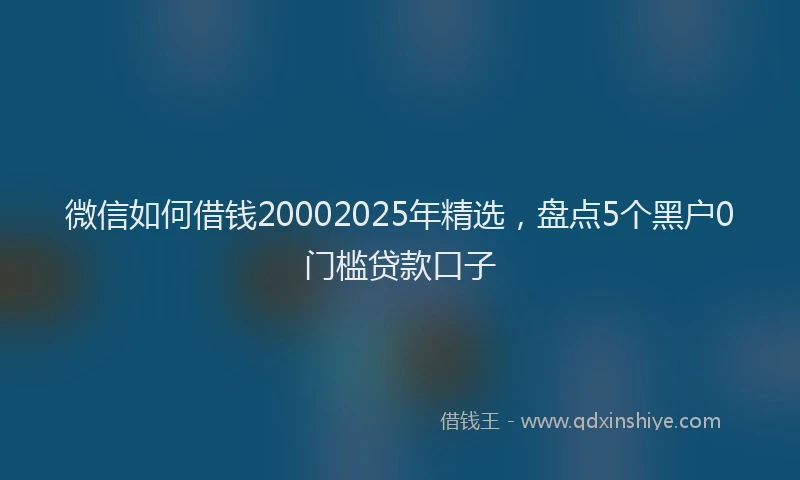微信如何借钱20002025年精选，盘点5个黑户0门槛贷款口子
