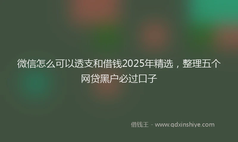 微信怎么可以透支和借钱2025年精选，整理五个网贷黑户必过口子