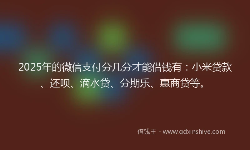 2025年的微信支付分几分才能借钱有：小米贷款、还呗、滴水贷、分期乐、惠商贷等。
