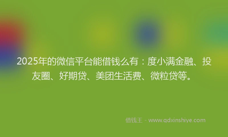 2025年的微信平台能借钱么有：度小满金融、投友圈、好期贷、美团生活费、微粒贷等。