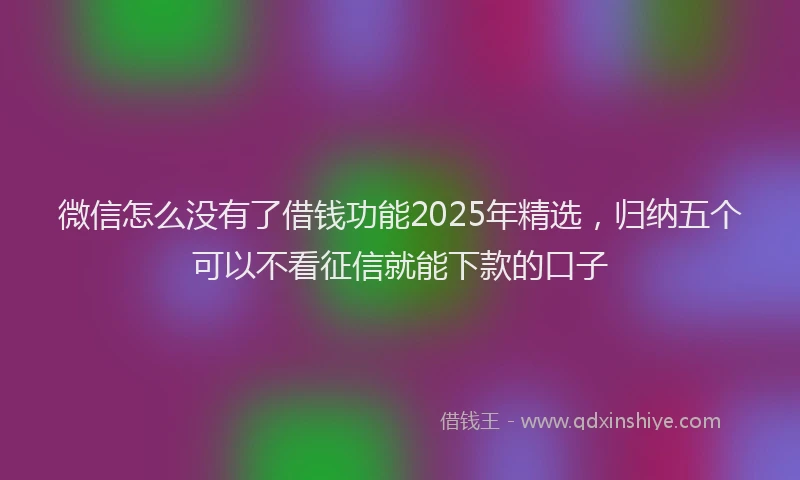 微信怎么没有了借钱功能2025年精选，归纳五个可以不看征信就能下款的口子