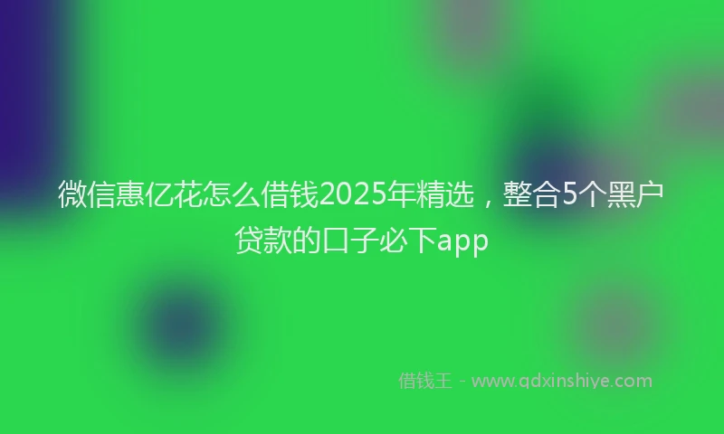 微信惠亿花怎么借钱2025年精选，整合5个黑户贷款的口子必下app