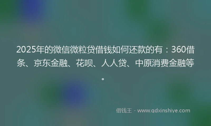 2025年的微信微粒贷借钱如何还款的有：360借条、京东金融、花呗、人人贷、中原消费金融等。