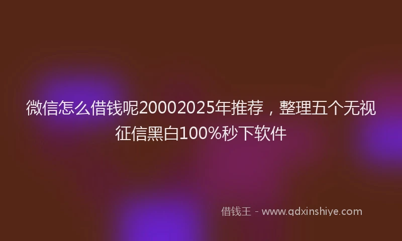 微信怎么借钱呢20002025年推荐，整理五个无视征信黑白100%秒下软件