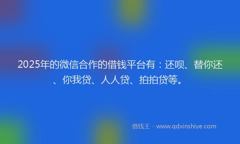 2025年的微信合作的借钱平台有：还呗、替你还、你我贷、人人贷、拍拍贷等。
