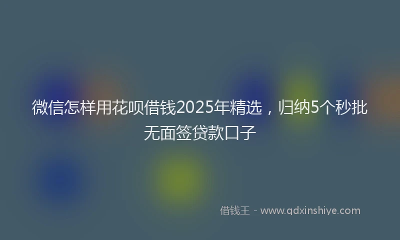微信怎样用花呗借钱2025年精选，归纳5个秒批无面签贷款口子
