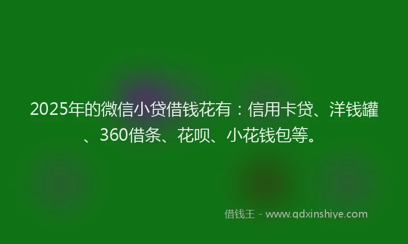 2025年的微信小贷借钱花有：信用卡贷、洋钱罐、360借条、花呗、小花钱包等。