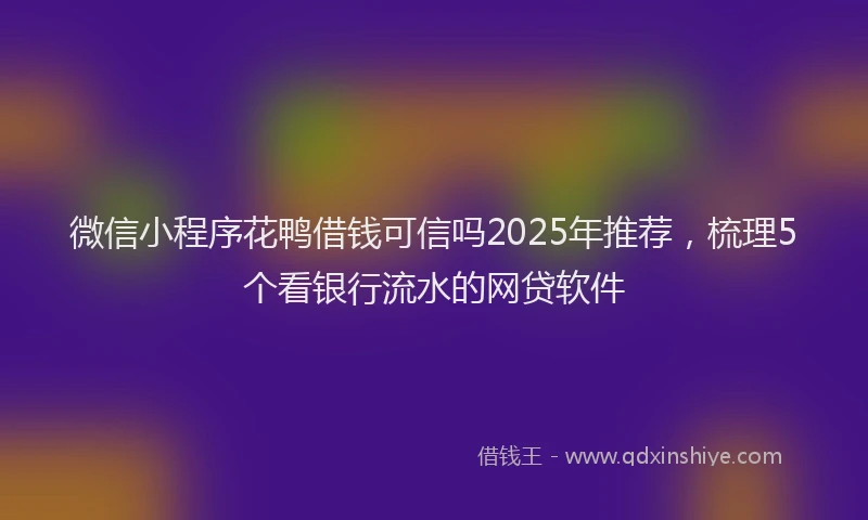 微信小程序花鸭借钱可信吗2025年推荐，梳理5个看银行流水的网贷软件